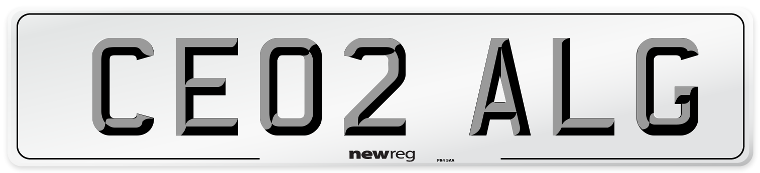 CE02 ALG Number Plate from New Reg